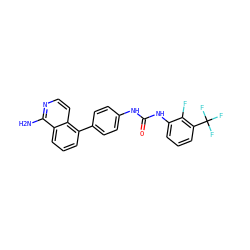 Nc1nccc2c(-c3ccc(NC(=O)Nc4cccc(C(F)(F)F)c4F)cc3)cccc12 ZINC000103256515