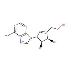 Nc1nccc2c1ncn2[C@@H]1C=C(CCO)[C@@H](O)[C@H]1O ZINC000021290136