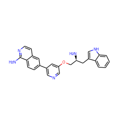 Nc1nccc2cc(-c3cncc(OC[C@@H](N)Cc4c[nH]c5ccccc45)c3)ccc12 ZINC000014962567