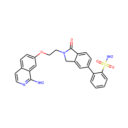Nc1nccc2ccc(OCCN3Cc4cc(-c5ccccc5S(N)(=O)=O)ccc4C3=O)cc12 ZINC000029398914