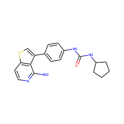 Nc1nccc2scc(-c3ccc(NC(=O)NC4CCCC4)cc3)c12 ZINC000028703850