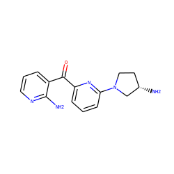 Nc1ncccc1C(=O)c1cccc(N2CC[C@H](N)C2)n1 ZINC000084758119
