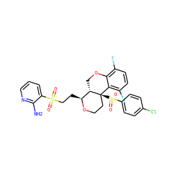 Nc1ncccc1S(=O)(=O)CC[C@@H]1OCC[C@@]2(S(=O)(=O)c3ccc(Cl)cc3)c3c(F)ccc(F)c3OC[C@@H]12 ZINC000206608528