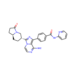 Nc1nccn2c([C@@H]3CC[C@H]4CCC(=O)N4C3)nc(-c3ccc(C(=O)Nc4ccccn4)cc3)c12 ZINC000145560569