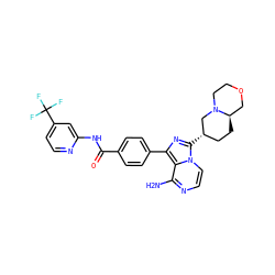 Nc1nccn2c([C@H]3CC[C@@H]4COCCN4C3)nc(-c3ccc(C(=O)Nc4cc(C(F)(F)F)ccn4)cc3)c12 ZINC000145534453