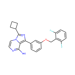 Nc1nccn2c(C3CCC3)nc(-c3cccc(OCc4c(F)cccc4F)c3)c12 ZINC000028885474
