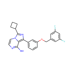 Nc1nccn2c(C3CCC3)nc(-c3cccc(OCc4cc(F)cc(F)c4)c3)c12 ZINC000028885485