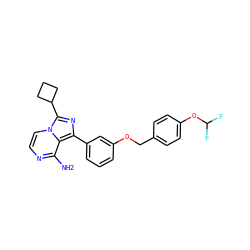 Nc1nccn2c(C3CCC3)nc(-c3cccc(OCc4ccc(OC(F)F)cc4)c3)c12 ZINC000028885391