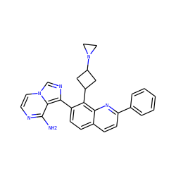 Nc1nccn2cnc(-c3ccc4ccc(-c5ccccc5)nc4c3C3CC(N4CC4)C3)c12 ZINC000043017448
