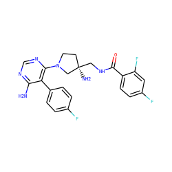 Nc1ncnc(N2CC[C@@](N)(CNC(=O)c3ccc(F)cc3F)C2)c1-c1ccc(F)cc1 ZINC000206939365