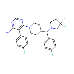 Nc1ncnc(N2CCC([C@@H](c3ccc(F)cc3)N3CCC(F)(F)C3)CC2)c1-c1ccc(F)cc1 ZINC000219319237