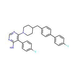 Nc1ncnc(N2CCC(Cc3ccc(-c4ccc(F)cc4)cc3)CC2)c1-c1ccc(F)cc1 ZINC000218684968