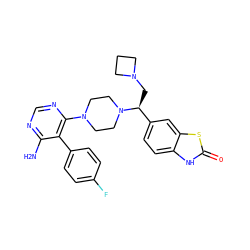 Nc1ncnc(N2CCN([C@@H](CN3CCC3)c3ccc4[nH]c(=O)sc4c3)CC2)c1-c1ccc(F)cc1 ZINC000219305119