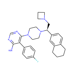 Nc1ncnc(N2CCN([C@@H](CN3CCC3)c3ccc4c(c3)CCCC4)CC2)c1-c1ccc(F)cc1 ZINC000219039338