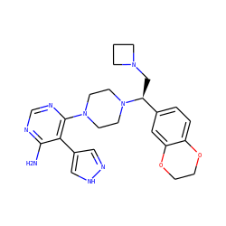 Nc1ncnc(N2CCN([C@@H](CN3CCC3)c3ccc4c(c3)OCCO4)CC2)c1-c1cn[nH]c1 ZINC000219307545