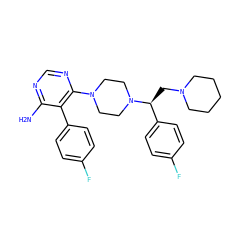 Nc1ncnc(N2CCN([C@@H](CN3CCCCC3)c3ccc(F)cc3)CC2)c1-c1ccc(F)cc1 ZINC000218672426