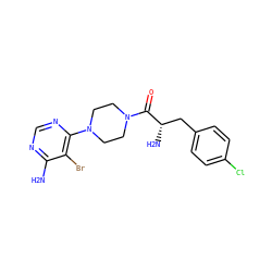 Nc1ncnc(N2CCN(C(=O)[C@@H](N)Cc3ccc(Cl)cc3)CC2)c1Br ZINC000103238979