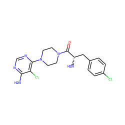 Nc1ncnc(N2CCN(C(=O)[C@@H](N)Cc3ccc(Cl)cc3)CC2)c1Cl ZINC000103238976
