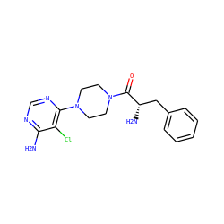 Nc1ncnc(N2CCN(C(=O)[C@@H](N)Cc3ccccc3)CC2)c1Cl ZINC000103238973