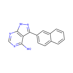 Nc1ncnc2[nH]nc(-c3ccc4ccccc4c3)c12 ZINC000064503507