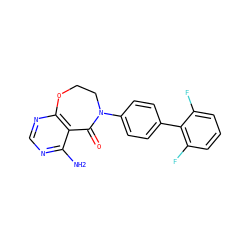 Nc1ncnc2c1C(=O)N(c1ccc(-c3c(F)cccc3F)cc1)CCO2 ZINC000072317386