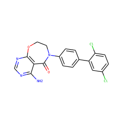 Nc1ncnc2c1C(=O)N(c1ccc(-c3cc(Cl)ccc3Cl)cc1)CCO2 ZINC000169324832
