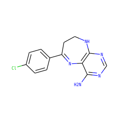 Nc1ncnc2c1N=C(c1ccc(Cl)cc1)CCN2 ZINC000029049570