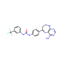 Nc1ncnc2c1N=C(c1ccc(NC(=O)Nc3cccc(C(F)(F)F)c3)cc1)CCN2 ZINC000029049403