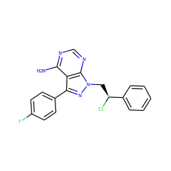Nc1ncnc2c1c(-c1ccc(F)cc1)nn2C[C@H](Cl)c1ccccc1 ZINC000473134956