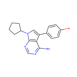 Nc1ncnc2c1c(-c1ccc(O)cc1)cn2C1CCCC1 ZINC000027984512