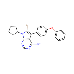 Nc1ncnc2c1c(-c1ccc(Oc3ccccc3)cc1)c(Br)n2C1CCCC1 ZINC000026265457
