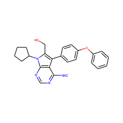 Nc1ncnc2c1c(-c1ccc(Oc3ccccc3)cc1)c(CO)n2C1CCCC1 ZINC000026270248
