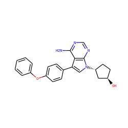 Nc1ncnc2c1c(-c1ccc(Oc3ccccc3)cc1)cn2[C@@H]1CC[C@@H](O)C1 ZINC000026274244