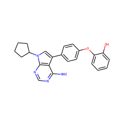 Nc1ncnc2c1c(-c1ccc(Oc3ccccc3O)cc1)cn2C1CCCC1 ZINC000003832410