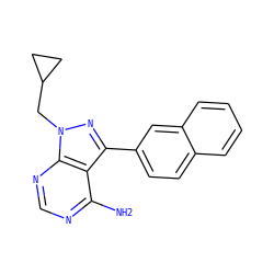 Nc1ncnc2c1c(-c1ccc3ccccc3c1)nn2CC1CC1 ZINC000064527616