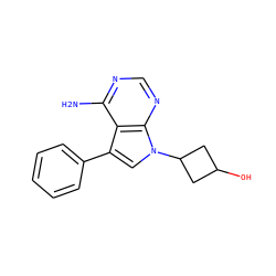 Nc1ncnc2c1c(-c1ccccc1)cn2C1CC(O)C1 ZINC000027979747