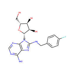 Nc1ncnc2c1nc(NCc1ccc(F)cc1)n2[C@@H]1O[C@H](CO)[C@@H](O)[C@H]1O ZINC000143746289