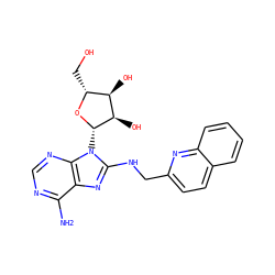 Nc1ncnc2c1nc(NCc1ccc3ccccc3n1)n2[C@@H]1O[C@H](CO)[C@@H](O)[C@H]1O ZINC000064490880