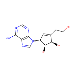 Nc1ncnc2c1ncn2[C@@H]1C=C(CCO)[C@@H](O)[C@H]1O ZINC000003826694
