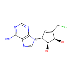 Nc1ncnc2c1ncn2[C@@H]1C=C(CCl)[C@@H](O)[C@H]1O ZINC000003782809