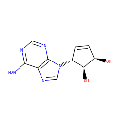 Nc1ncnc2c1ncn2[C@@H]1C=C[C@@H](O)[C@H]1O ZINC000003778256