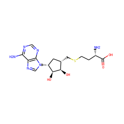 Nc1ncnc2c1ncn2[C@@H]1C[C@H](CSCC[C@H](N)C(=O)O)[C@@H](O)[C@H]1O ZINC000013522428