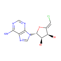 Nc1ncnc2c1ncn2[C@@H]1O/C(=C\Cl)[C@@H](O)[C@H]1O ZINC000013544060