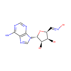 Nc1ncnc2c1ncn2[C@@H]1O[C@@H](C=NO)[C@@H](O)[C@H]1O ZINC000299820379