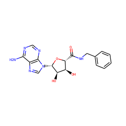 Nc1ncnc2c1ncn2[C@@H]1O[C@H](C(=O)NCc2ccccc2)[C@@H](O)[C@H]1O ZINC000013604515