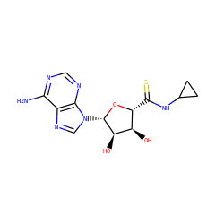 Nc1ncnc2c1ncn2[C@@H]1O[C@H](C(=S)NC2CC2)[C@@H](O)[C@H]1O ZINC000013796798