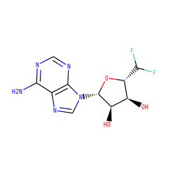 Nc1ncnc2c1ncn2[C@@H]1O[C@H](C(F)F)[C@@H](O)[C@H]1O ZINC000013544393