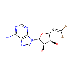 Nc1ncnc2c1ncn2[C@@H]1O[C@H](C=C(Br)Br)[C@@H](O)[C@H]1O ZINC000013780675
