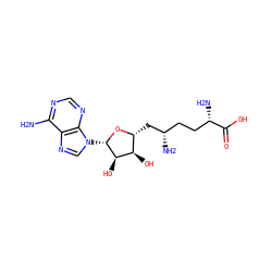 Nc1ncnc2c1ncn2[C@@H]1O[C@H](C[C@@H](N)CC[C@H](N)C(=O)O)[C@@H](O)[C@H]1O ZINC000004217451