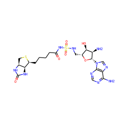 Nc1ncnc2c1ncn2[C@@H]1O[C@H](CNS(=O)(=O)NC(=O)CCCC[C@@H]2SC[C@@H]3NC(=O)N[C@H]23)[C@@H](O)[C@H]1N ZINC000473135432
